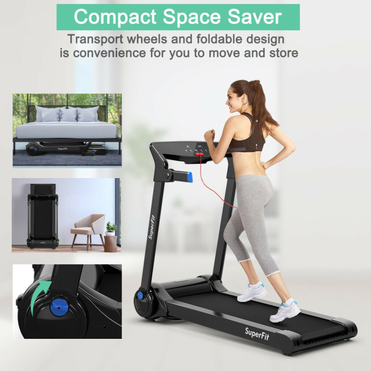 3HP Electric Folding Treadmill with Bluetooth Speaker-BlueCostway Gallery View 3 of 12