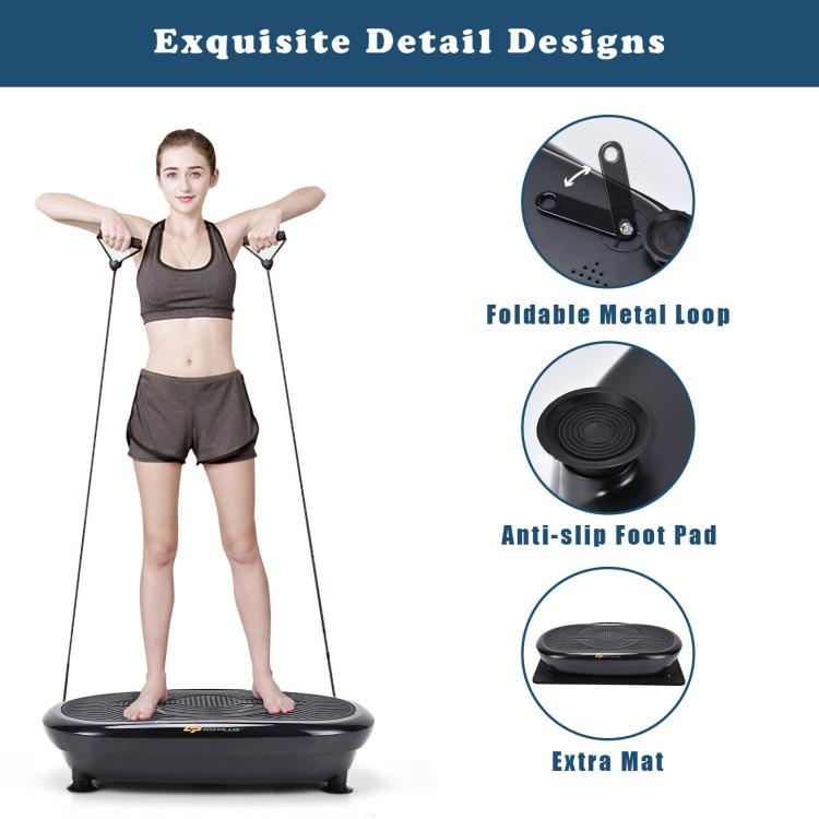 Mini Vibration Body Fitness Platform with Loop Bands-BlackCostway Gallery View 11 of 12