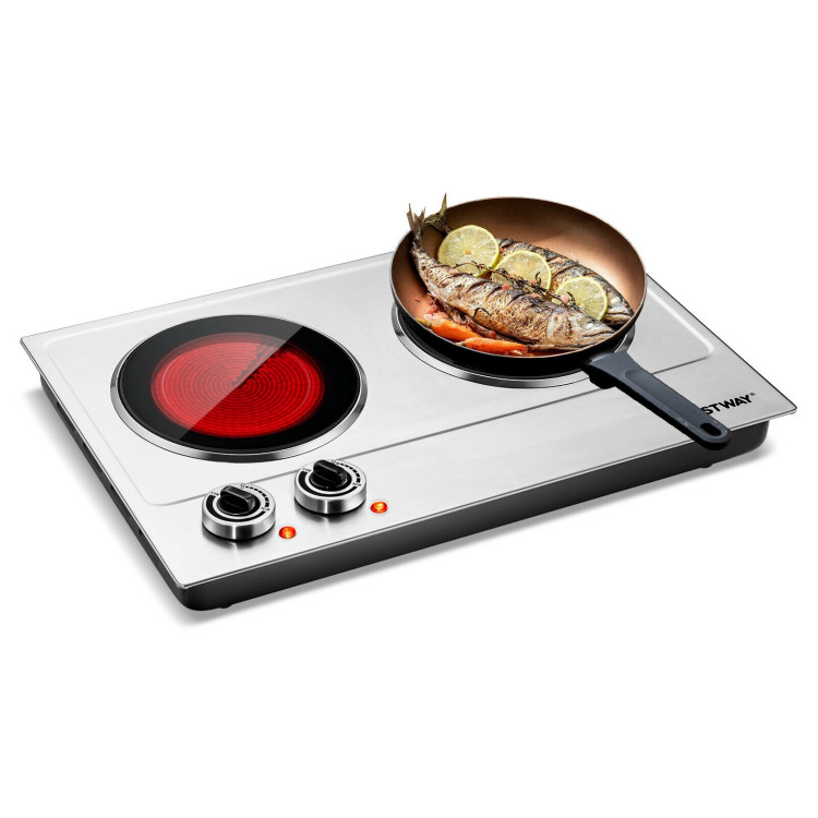 1800W Stainless Steel Infrared Cooktop with Non-slipping Feet and Adjustable TemperatureCostway Gallery View 4 of 13