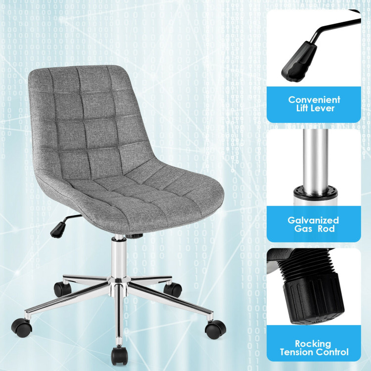 Fabric Adjustable Mid-Back Armless Office Swivel ChairCostway Gallery View 10 of 12