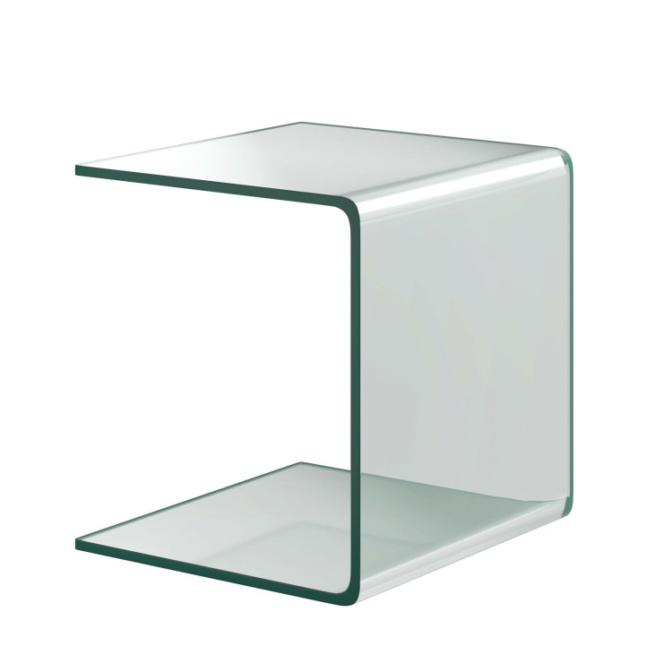 Tempered Glass End Table with Waterfall Edges and Non-Slip PadCostway Gallery View 1 of 11