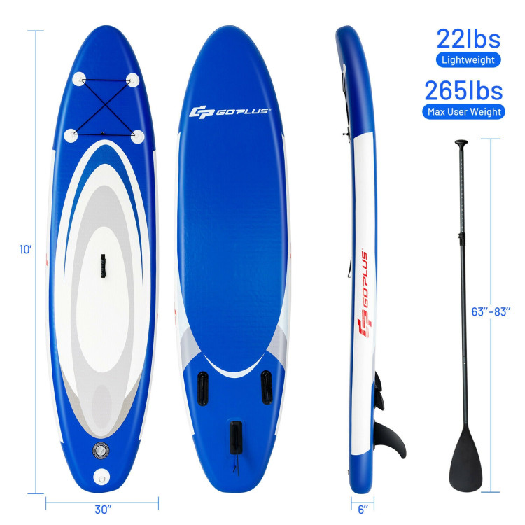 10 Feet Inflatable Stand Up Paddle Surfboard with BagCostway Gallery View 4 of 12
