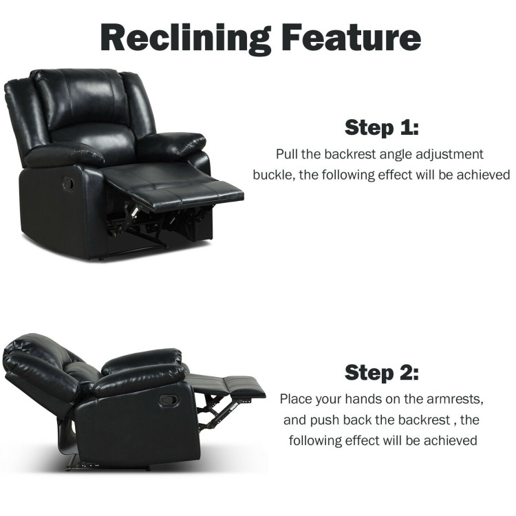 Recliner Chair Lounger Single Sofa for Home Theater Seating with Footrest Armrest-BlackCostway Gallery View 8 of 12