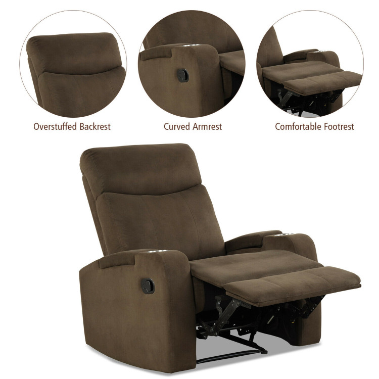Recliner Chair Single Sofa Lounger with Arm Storage and Cup Holder for Living Room-CoffeeCostway Gallery View 5 of 12