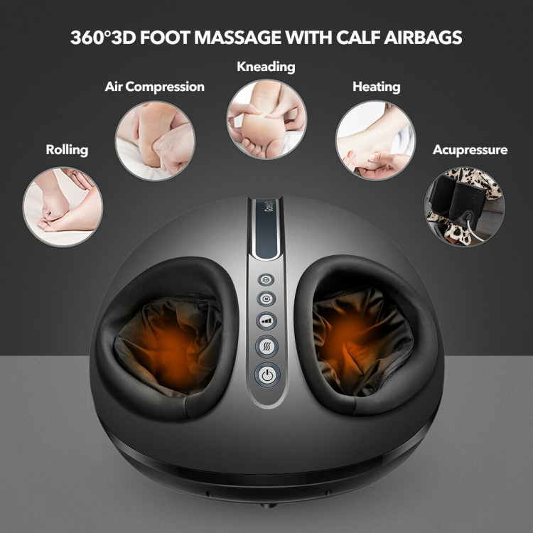 Foot Massager Machine with Heat and Calf Air Bag-BlackCostway Gallery View 10 of 12