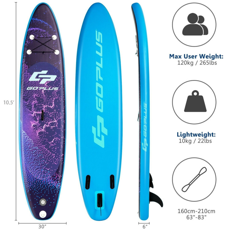 11 Feet Inflatable Stand Up Paddle Board Surfboard with Bag Aluminum Paddle Pump-MCostway Gallery View 5 of 12