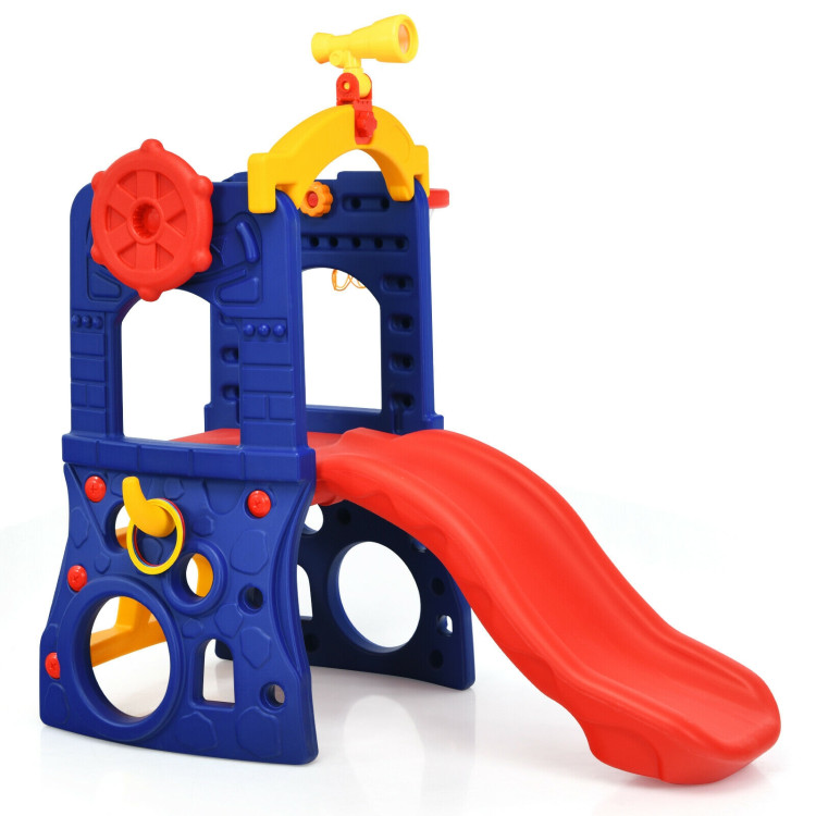6-in-1 Freestanding Kids Slide with Basketball Hoop and Ring TossCostway Gallery View 1 of 12