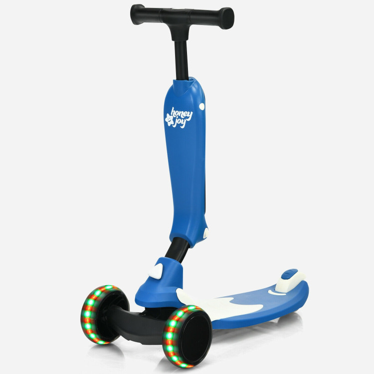 2-in-1 Kids Kick Scooter with Flash Wheels for Girls and Boys from 1.5 to 6 Years Old-BlueCostway Gallery View 6 of 10