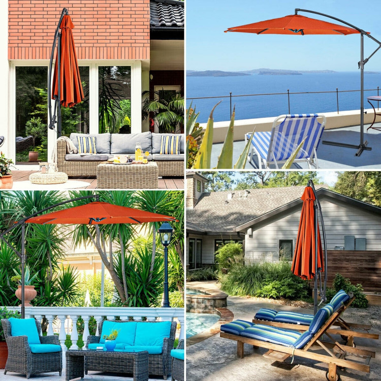 10 Feet Patio Outdoor Sunshade Hanging Umbrella without Weight BaseCostway Gallery View 40 of 40