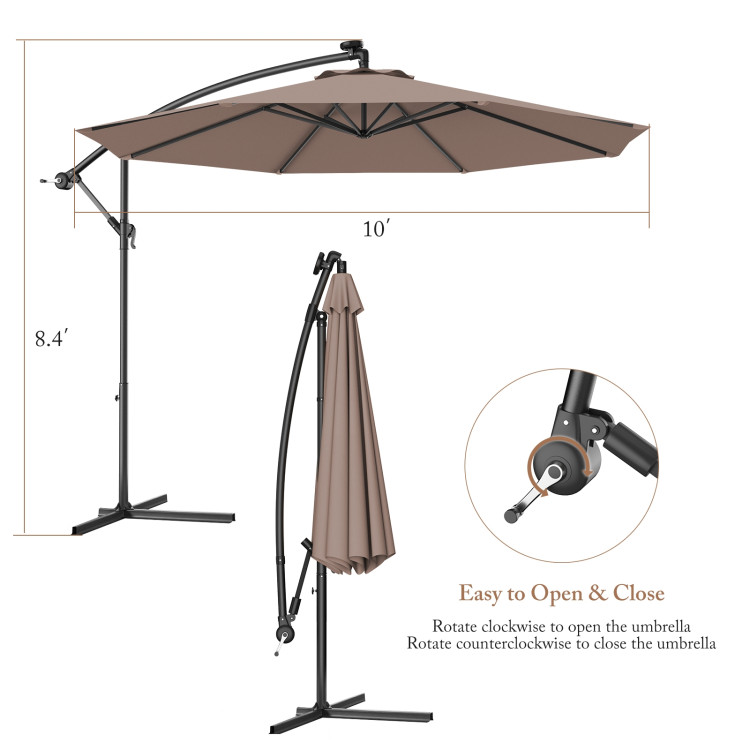 10 Feet Patio Outdoor Sunshade Hanging Umbrella without Weight BaseCostway Gallery View 4 of 40