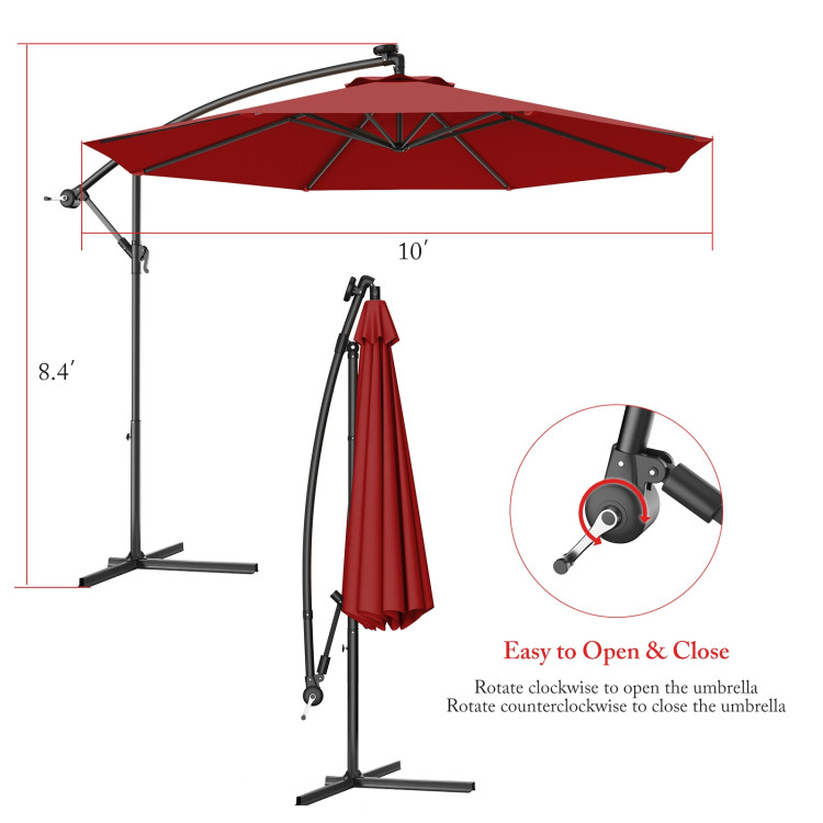 10 Feet Patio Outdoor Sunshade Hanging Umbrella without Weight BaseCostway Gallery View 14 of 40