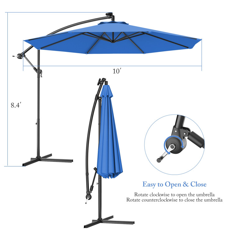 10 Feet Patio Outdoor Sunshade Hanging Umbrella without Weight BaseCostway Gallery View 24 of 40