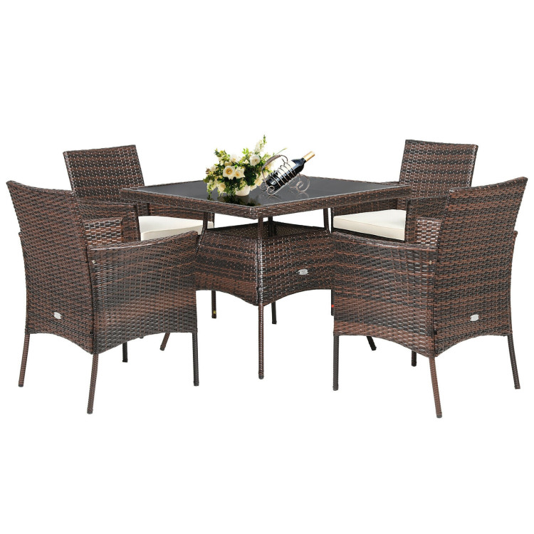Outdoor 5 Pieces Dining Table Set with 1 Table and 4 Single SofasCostway Gallery View 1 of 12