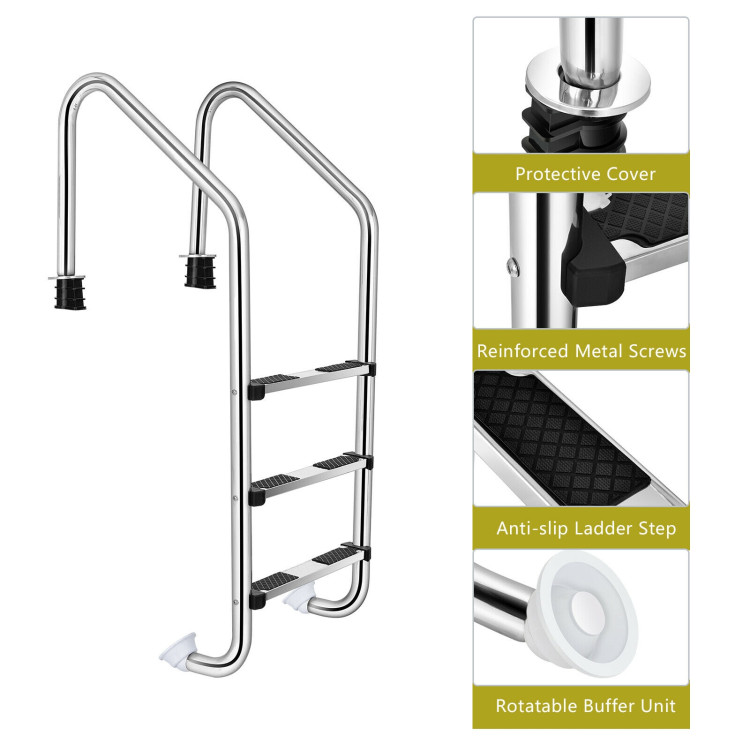 Stainless Steel Swimming Pool Ladder ​with Anti-Slip StepCostway Gallery View 5 of 12