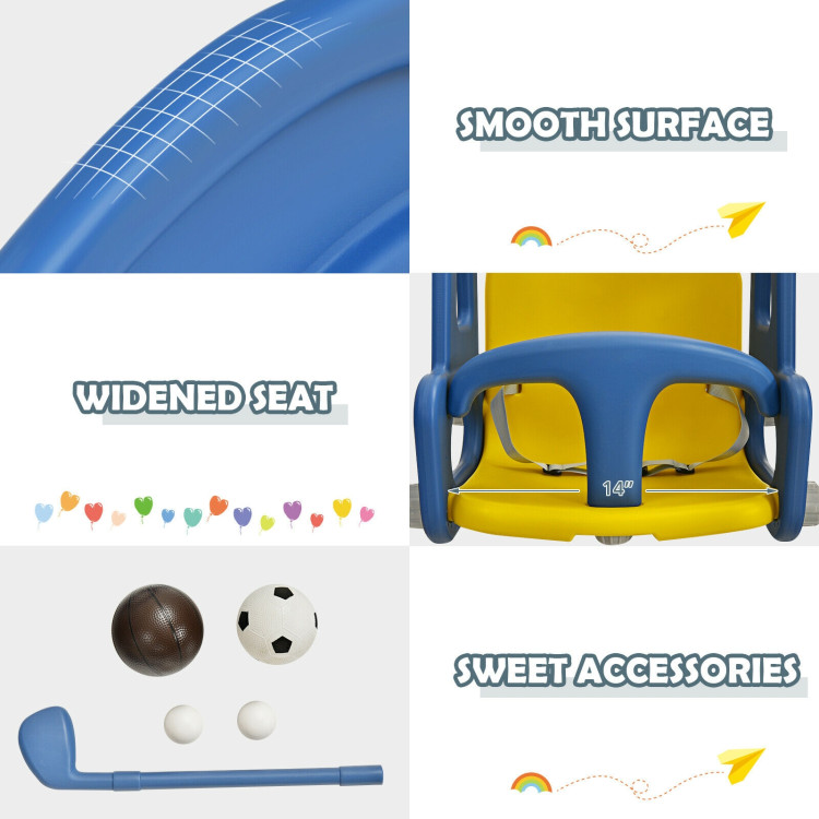6-in-1 Slide and Swing Set with Ball Games for Toddlers-BlueCostway Gallery View 12 of 12