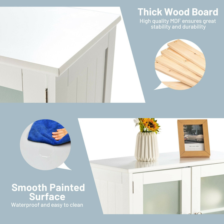 Bathroom Floor Storage Locker Kitchen Cabinet with Doors and Adjustable Shelf-WhiteCostway Gallery View 12 of 13