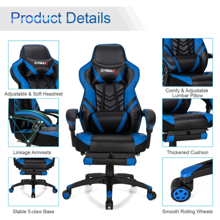 Adjustable Gaming Chair with Footrest for Home Office-BlueCostway Gallery View 11 of 12
