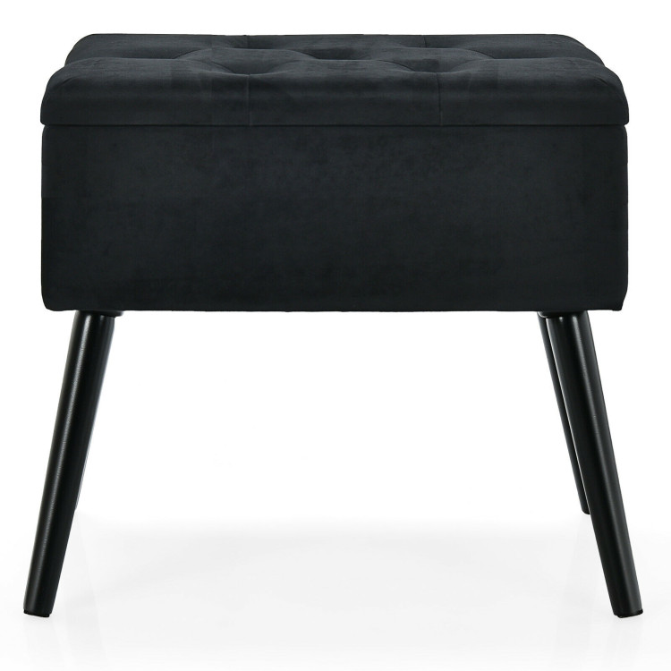 Velvet Storage Ottoman with Solid Wood Legs for Living Room BedroomCostway Gallery View 9 of 12