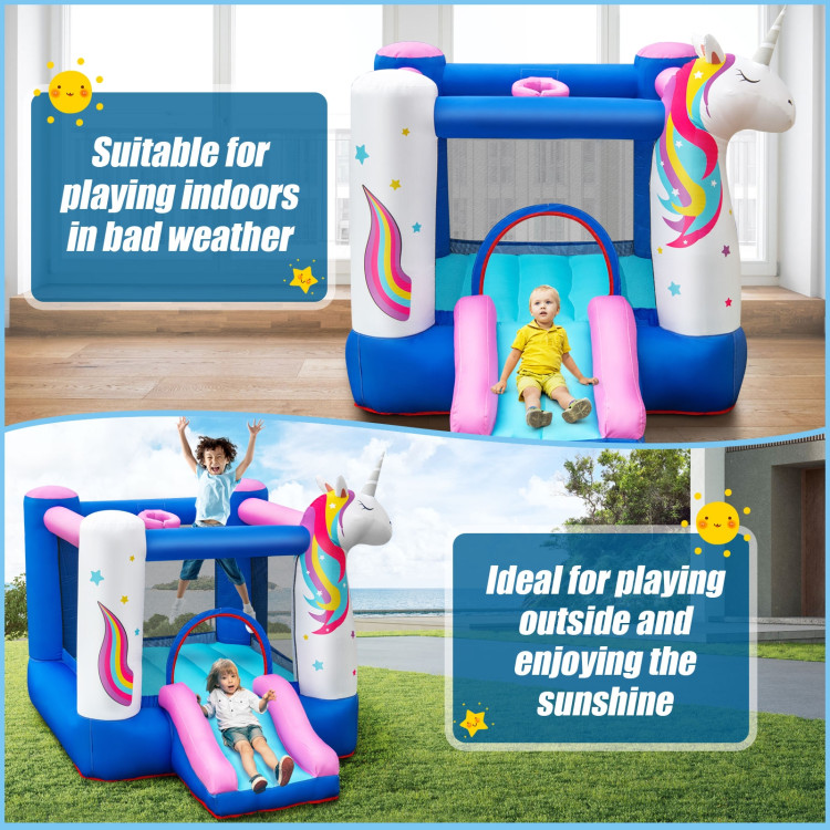 Inflatable Slide Bouncer with Basketball Hoop for Kids Without BlowerCostway Gallery View 10 of 12