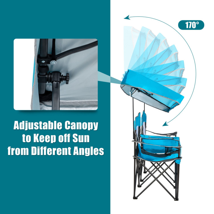 Portable Folding Camping Canopy Chairs with Cup Holder-BlueCostway Gallery View 12 of 12