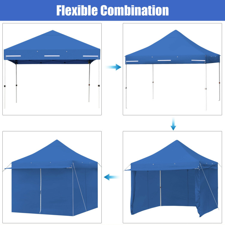 10 x 10 Feet Pop up Gazebo with 4 Height and Adjust Folding Awning-BlueCostway Gallery View 9 of 13