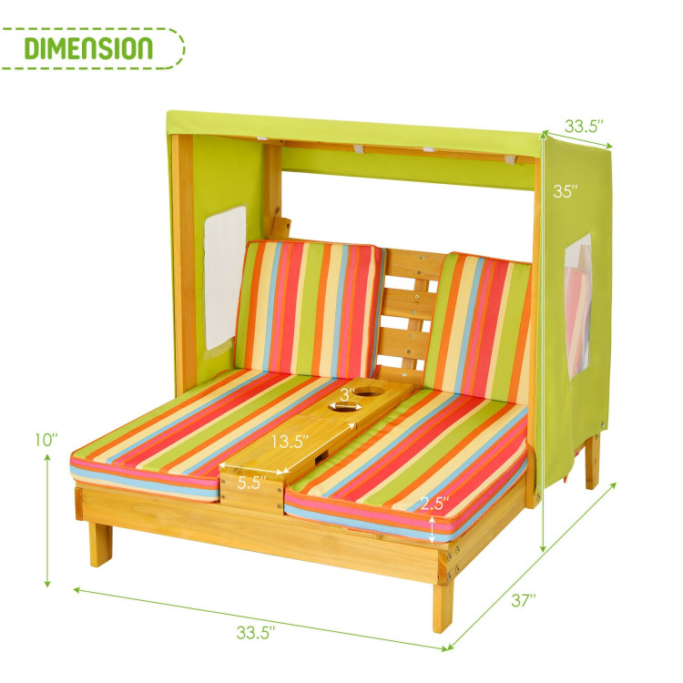 Kids Lounge Patio Lounge Chair with Cup Holders and AwningCostway Gallery View 4 of 10