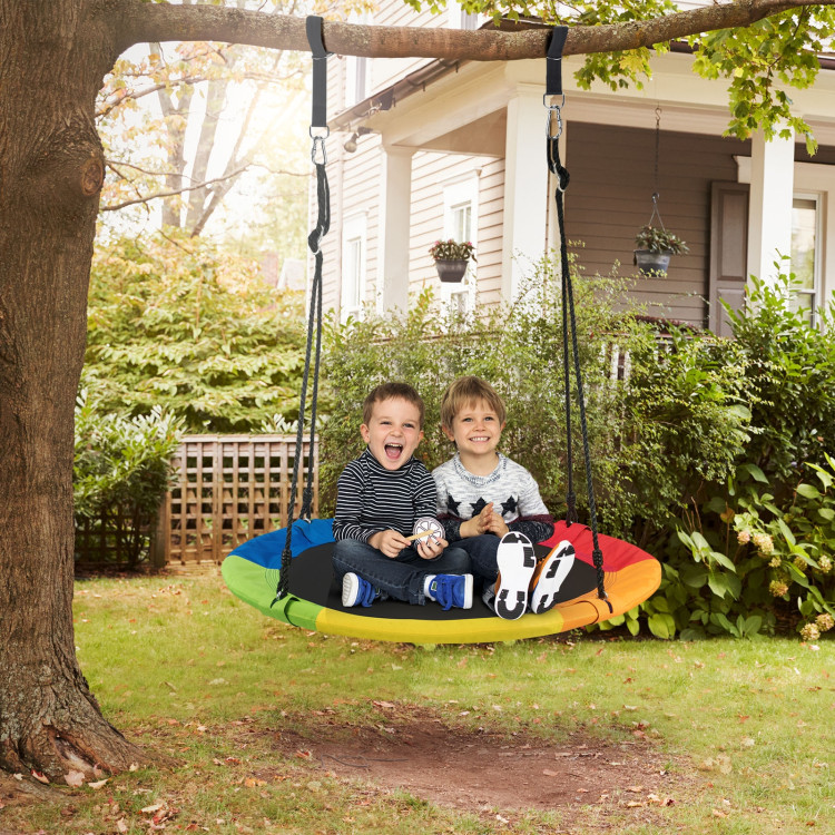 40 Inch 770 lbs Flying Saucer Tree Swing Kids Gift with 2 Tree Hanging Straps-MulticolorCostway Gallery View 6 of 12