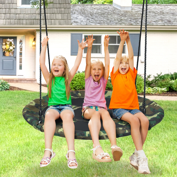 40 Inch Flying Saucer Tree Swing Outdoor Play Set with Adjustable Ropes Gift for KidsCostway Gallery View 8 of 12