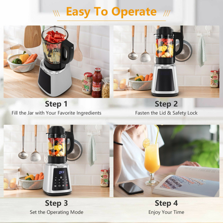 Professional Countertop Blender 8-in-1 Smoothie Soup Blender with TimerCostway Gallery View 7 of 12