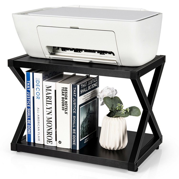 Desktop Printer Stand 2 Tiers Storage Shelves with Anti-Skid Pads BlackCostway Gallery View 9 of 12
