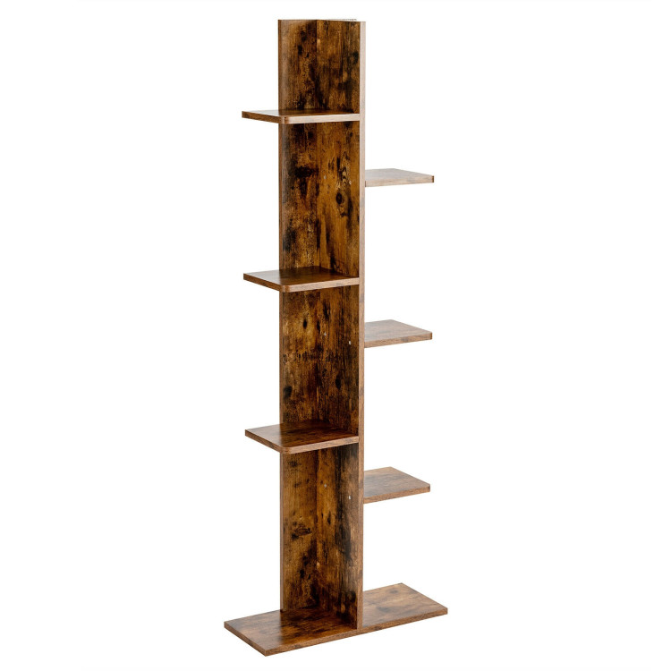 7-Tier Wooden Bookshelf with 8 Open Well-Arranged Shelves-BrownCostway Gallery View 1 of 11