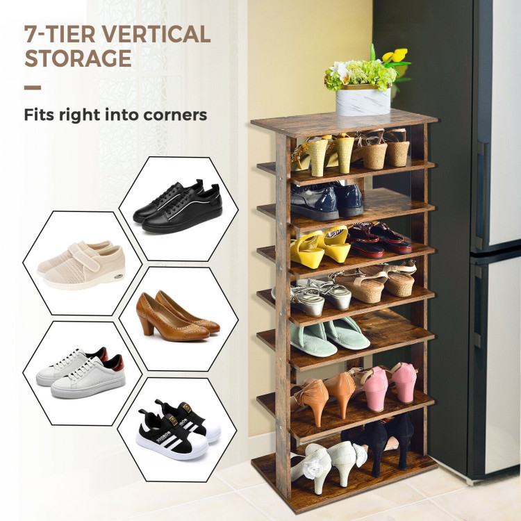 7 Tiers Vertical Shoe Rack Free Standing Concise Shelves StorageCostway Gallery View 3 of 33