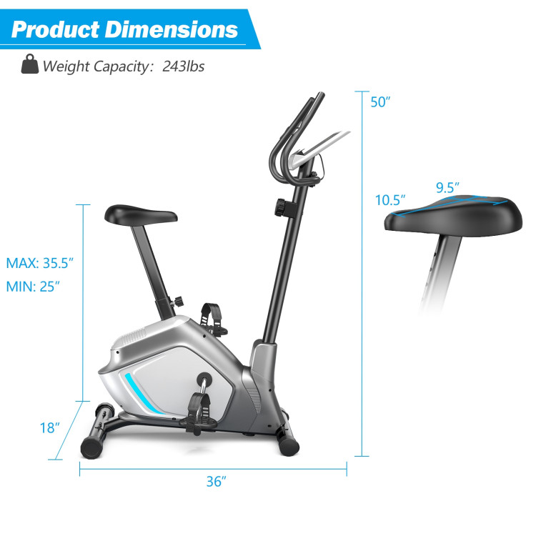 Magnetic Stationary Upright Exercise Bike with LCD Monitor and Pulse SensorCostway Gallery View 4 of 12