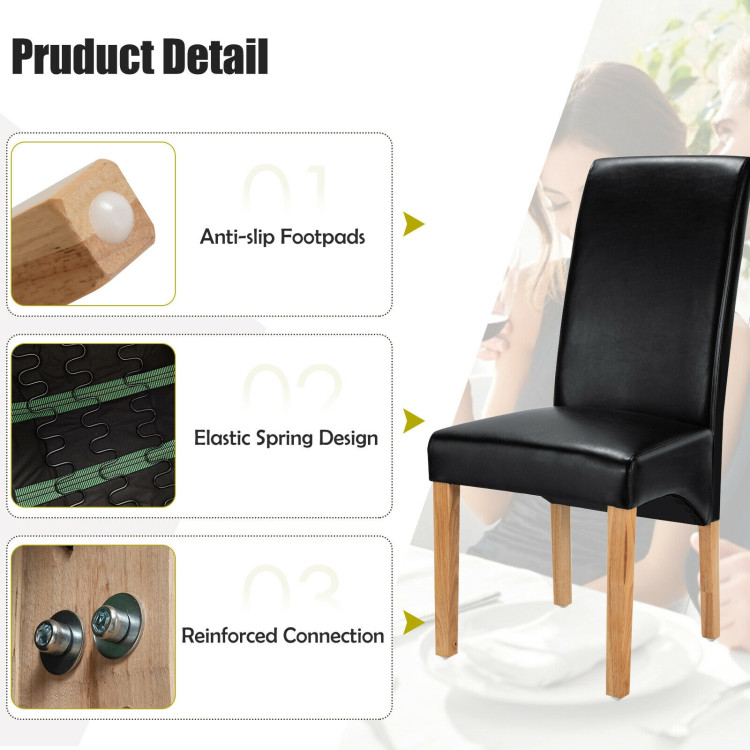 2 Pieces Dining Chairs Set with Rubber Wood Legs-BlackCostway Gallery View 8 of 12