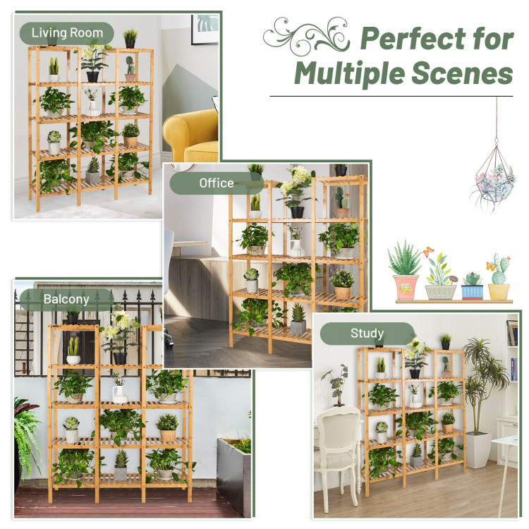 Multifunctional Bamboo Shelf Flower Plant Display StandCostway Gallery View 8 of 12