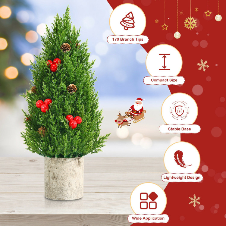 18.5 Inch Tabletop Artificial Christmas Tree with 170 PE Branches and Pulp StandCostway Gallery View 11 of 11