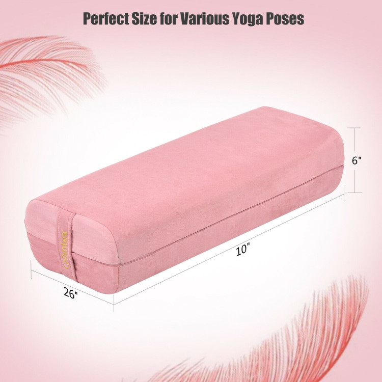 Yoga Bolster Pillow with Washable Cover and Carry Bag-PinkCostway Gallery View 4 of 12
