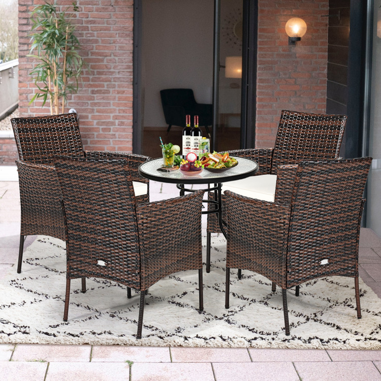 2 Pieces Outdoor PE Rattan Armchairs with Removable CushionsCostway Gallery View 7 of 11