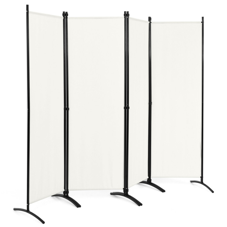 4-Panel  Room Divider with Steel Frame-WhiteCostway Gallery View 9 of 10