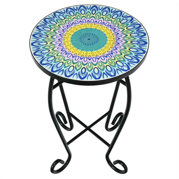 Folding Mosaic Side Table for Living RoomCostway Gallery View 9 of 10