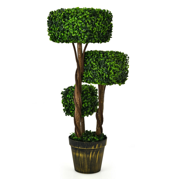 36 Inch Artificial Boxwood Topiary UV Protected Indoor Outdoor TreeCostway Gallery View 8 of 12