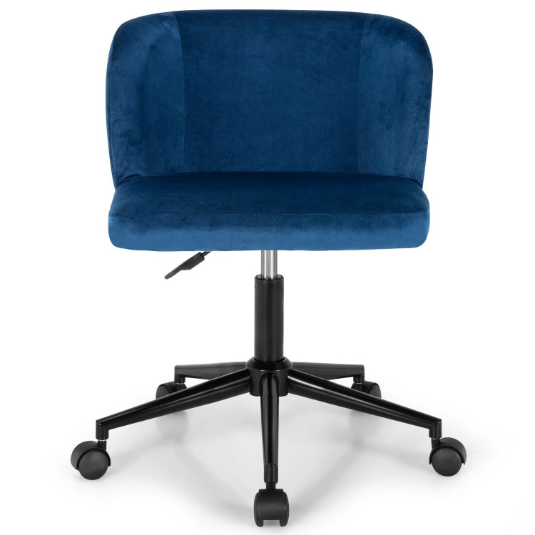 Velvet Leisure Office Chair with Adjustable Height-BlueCostway Gallery View 3 of 10