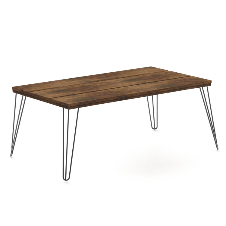 43.5 Inch Wooden Rectangular Coffee Table with Metal LegsCostway Gallery View 1 of 14