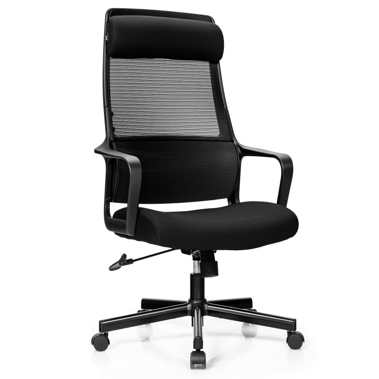 Adjustable Mesh Office Chair with Heating Support Headrest-BlackCostway Gallery View 1 of 10