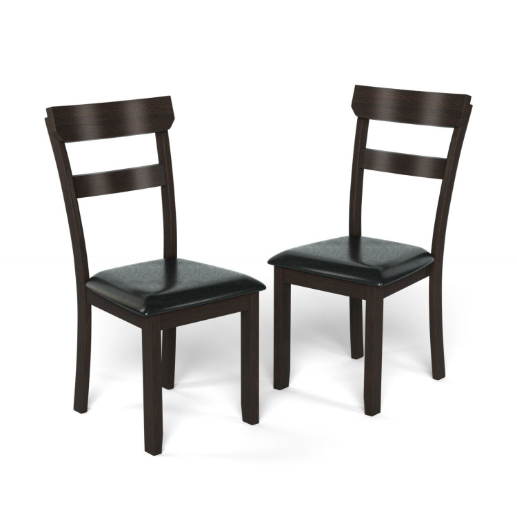 Set of 2 Dining Chairs With Rubber Wood Frame and Upholstered Faux Leather SeatCostway Gallery View 1 of 11