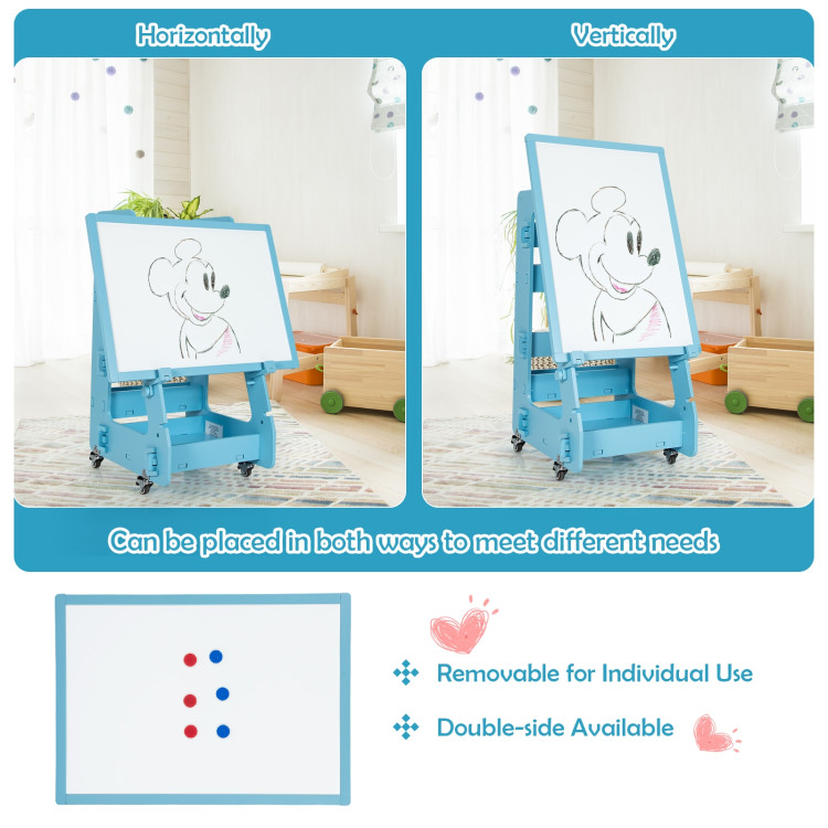 Multifunctional Kids' Standing Art Easel with Dry-Erase Board -BlueCostway Gallery View 9 of 10