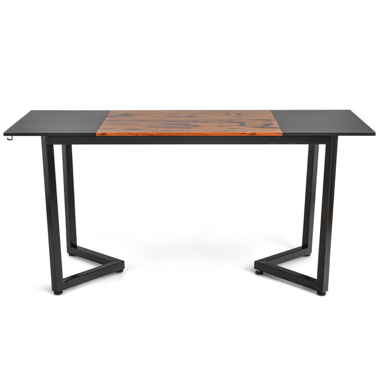 63-Inch Large Computer Desk with Splice Board for Home and Office-BlackCostway Gallery View 7 of 10