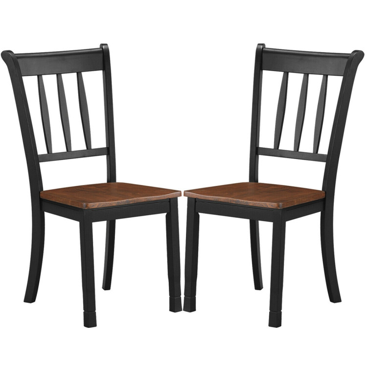 2 Pieces Solid Whitesburg Spindle Back Wood Dining Chairs-BlackCostway Gallery View 8 of 9