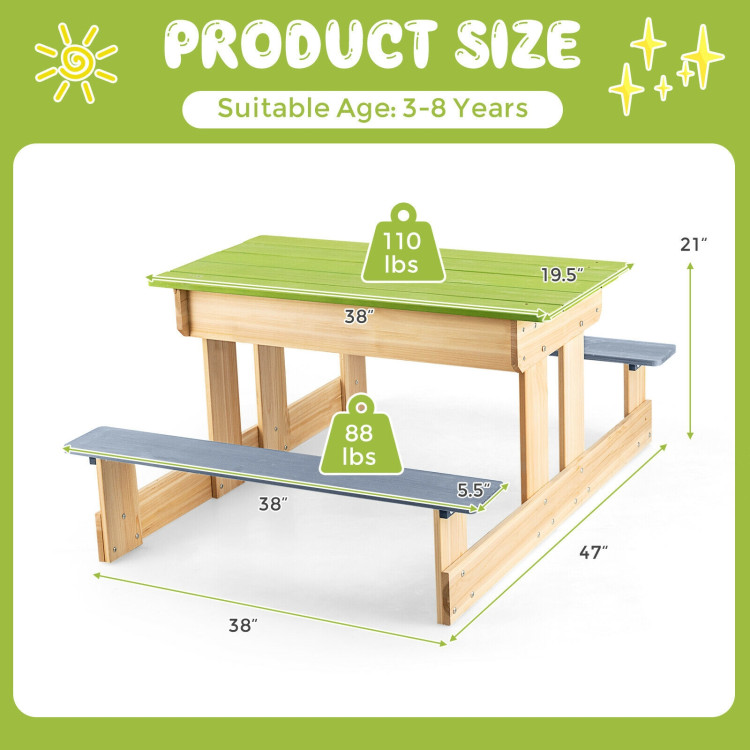 3-in-1 Outdoor Wooden Kids Water Sand Table with Play BoxesCostway Gallery View 4 of 10