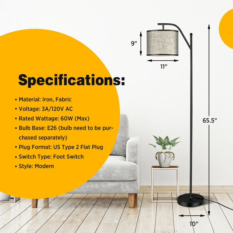 Standing Floor Lamp with Adjustable Head for Living Room and BedroomCostway Gallery View 4 of 10